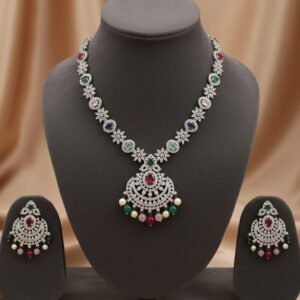 Multicolor Gemstone Diamond Necklace Set